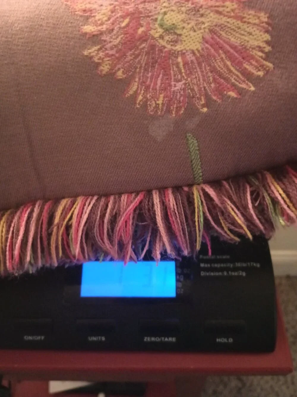 24 x 13 Decorative Throw Pillow with Floral Pattern and Fringe